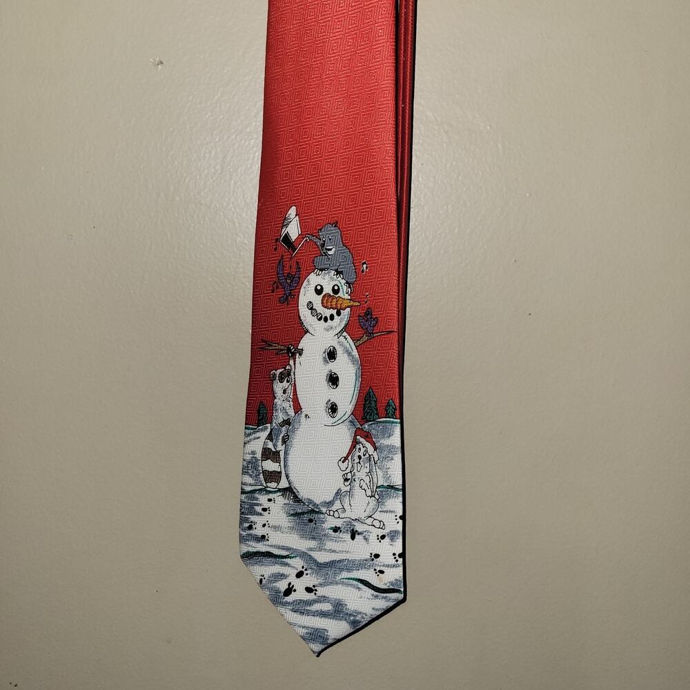 Tie Christmas Necktie Snowman‎ Red  By Deborah
